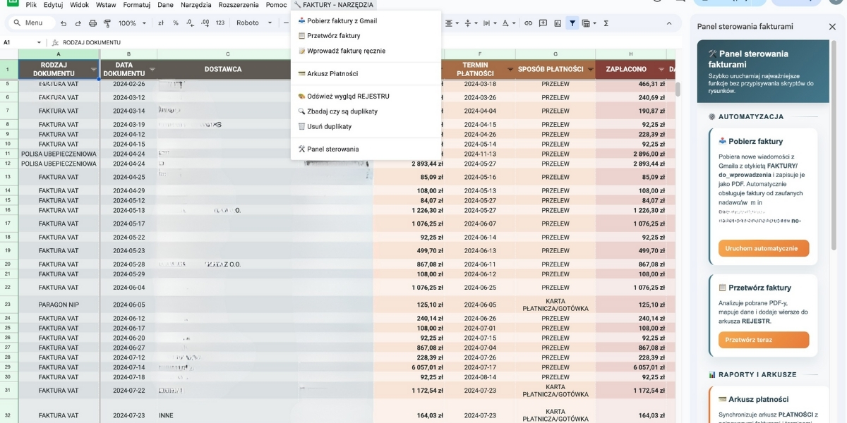 Invoice Processing – widok 3