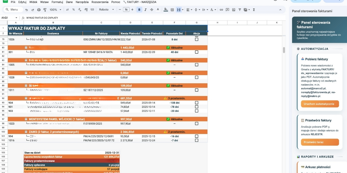 Invoice Processing – widok 2